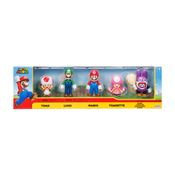 5 Bonecos Toad, Luigi, Mario, Toadette, Nabbit - Super Mario