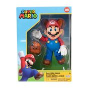 Boneco Mario Guaxinim de 10cm e Super Folha - Super Mario