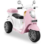 Moto Elétrica Infantil de 3 Rodas com Música, Farol e Buzina para Crianças Acima de 3 Anos, 6V, Kidzone, Rosa