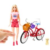 Boneca - Barbie - Conjunto Bicicleta com Boneca e Cachorrinho - Mattel