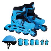 Patins In Line Azul Roller Infantil Ajustável