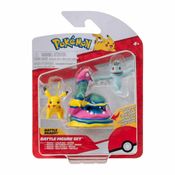 Pokémon Battle Figure Set Bonecos Pokemon Pikachu Muk De Alola E Machop