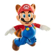 Boneco Mario Guaxinim de 10cm Super Mario Com Super Folha