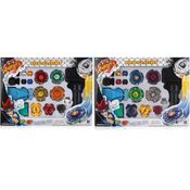 Kit 8 Beyblade Metal Fusion Pião 2 Super Lançador Beyblade Metal Fusion