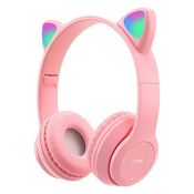 Fone De Ouvido Bluetooth Headset Com Orelha de Gatinho LED