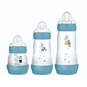 Kit com 3 Mamadeiras Easy Start 130/260/320ml Azul - MAM