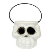 Figura Decorativa - Halloween - Cabeça de Esqueleto - Branco - Gala