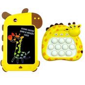 Kit Infantil Brinquedos Girafa dia das Crianças Lousa Mágica + Jogo Pop it Eletrônico