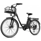 Bicicleta Elétrica para Adultos até 64km com 7 Velocidades, Bateria Removível, 36V 350W, Heybike, Preta