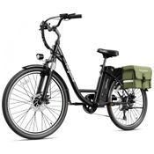 Bicicleta Elétrica para Adultos 7 Velocidades até 64km com Bolsa de zenamento Verde, 36V 350W, Heybike, Preta