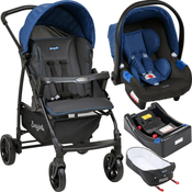 Carrinho com Bebe Conforto Base Ninho Burigotto Ecco CZ Azul