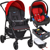 Carrinho com Bebe Conforto Base Ninho Burigotto Ecco Vermelho