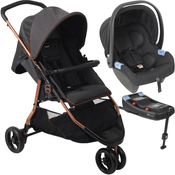 Carrinho com Bebe Conforto Base ISOFIX Burigotto CR3 Gray Cobre