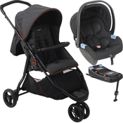 Carrinho com Bebe Conforto Base ISOFIX Burigotto CR3 Gray Red