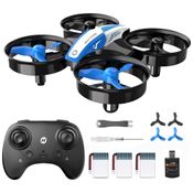 Mini Drone para Crianças e Iniciantes com Pairar Automático, Giros 360º, Pouso Automático e 3 Baterias, Holy Stone HS210, Azul