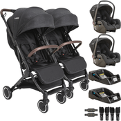 Carrinho para Gemeos 2 Bebe Conforto 2 Base Kiddo Sprint Preto