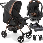 Carrinho com Bebe Conforto Base Galzerano Romano Preto Cobre