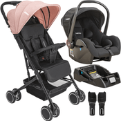 Carrinho de Bebe com Bebe Conforto e Base Kiddo Mascote Rosa