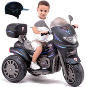 Moto Eletrica Biemme Sprint Turbo 12V com Capacete Preta Boy