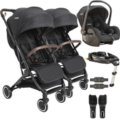 Carrinho de Gemeos Bebe Conforto Base ISOFIX Kiddo Sprint Preto