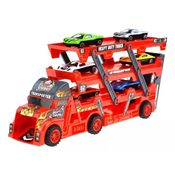 Carinho com Fricção - Caminhão Cegonha Com 6 Carrinhos de Metal - Shiny Toys