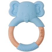 Mordedor em Silicone e Bambu - Elefante - Azul - Buba