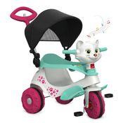 Triciclo com Capota - Passeio e Pedal - Velobaby - Gatinha - Bandeirante - Branco