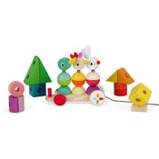 Brinquedo Educativo - Janod - Trem - Blocos de empilhar - 17 Peças - Maped