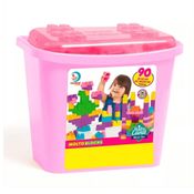Balde Blocos De Montar 90 Peças Baby Land Menina Cardoso 8011