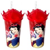 Kit 2 Copos da Branca de Neve Coroa decorativa e Canudo Plasútil