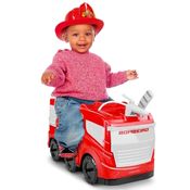 Motoca Infantil De Montar Dos Bombeiros Joga Agua + Chapéu