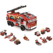 Bloco de Montar Cubic 12 em 1 Caminhão de Bombeiro - 558 Peças - Multikids -