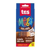 Lápis de Cor Mega Soft Color c/ 12 Cores Tons de Pele - Tris