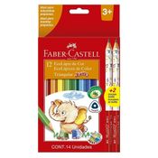 Lápis de Cor e Lápis Preto Nº B2- Ecolápis Triangular - Jumbo - 12 Cores - Faber-Castell