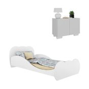 Cama Solteiro 100% MDF com Colchão Incluso e Mesa de Cabeceira 2 Portas Multimóveis MP4189