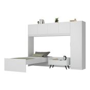 Cama de Solteiro com Colchão/Guarda Roupa/Mesa de Cabeceira Retrô Dublin Multimóveis MP4037 Bca/Pta