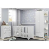 Quarto Infantil Completo c/ Berço 3x1 e Colchão Incluso Multimóveis João e Maria FG3034 Bco/Colorido
