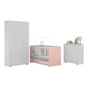 Quarto Infantil Completo com Colchão Incluso Algodão Doce Multimóveis MP4253 Branco/Rosa