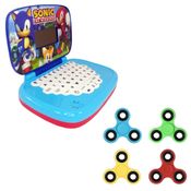 Kit Laptop Infantil Educativo Candide Sonic Bilíngue + 1 Fidget Spinner Sortido