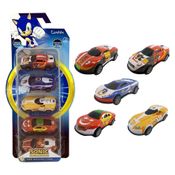 Kit com 5 Mini Veículos Pull Back Sonic
