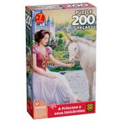 Quebra-cabeça - 200 peças - A princesa e seus unicórnios
