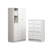 Conjunto Guarda Roupa + Comoda Ditália BB-322+BB-120 Branco