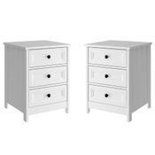 Mesa de Cabeceira Ditália 2 Unidades 3 Gavetas DM-111 Branco