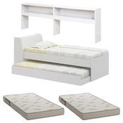 Cama Solteiro Bicama Est C/ 2 Colchões Ditália BB2829 Branco