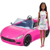 Barbie - Carro Conversível 2 Lugares Rosa com Boneca Negra Hby30