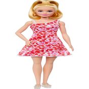 Boneca Barbie Fashionistas Loira - Vestido Flor Vermelha Hjt02