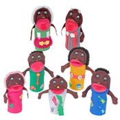 Fantoche Família Negra com 7 Personagens - Carlu
