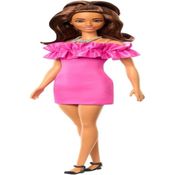 Boneca Barbie Fashionistas Morena - Vestido Pink Hrh15