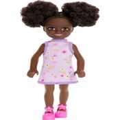 Boneca Barbie Família - Chelsea Club - Menina Negra Vestido Lilás Hxm96