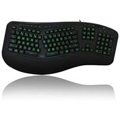 Teclado Ergonômico Sem Fio Recarregável Reduz a Tensão das Mãos com Luz LED, ADESSO AKB 150EB, Verde